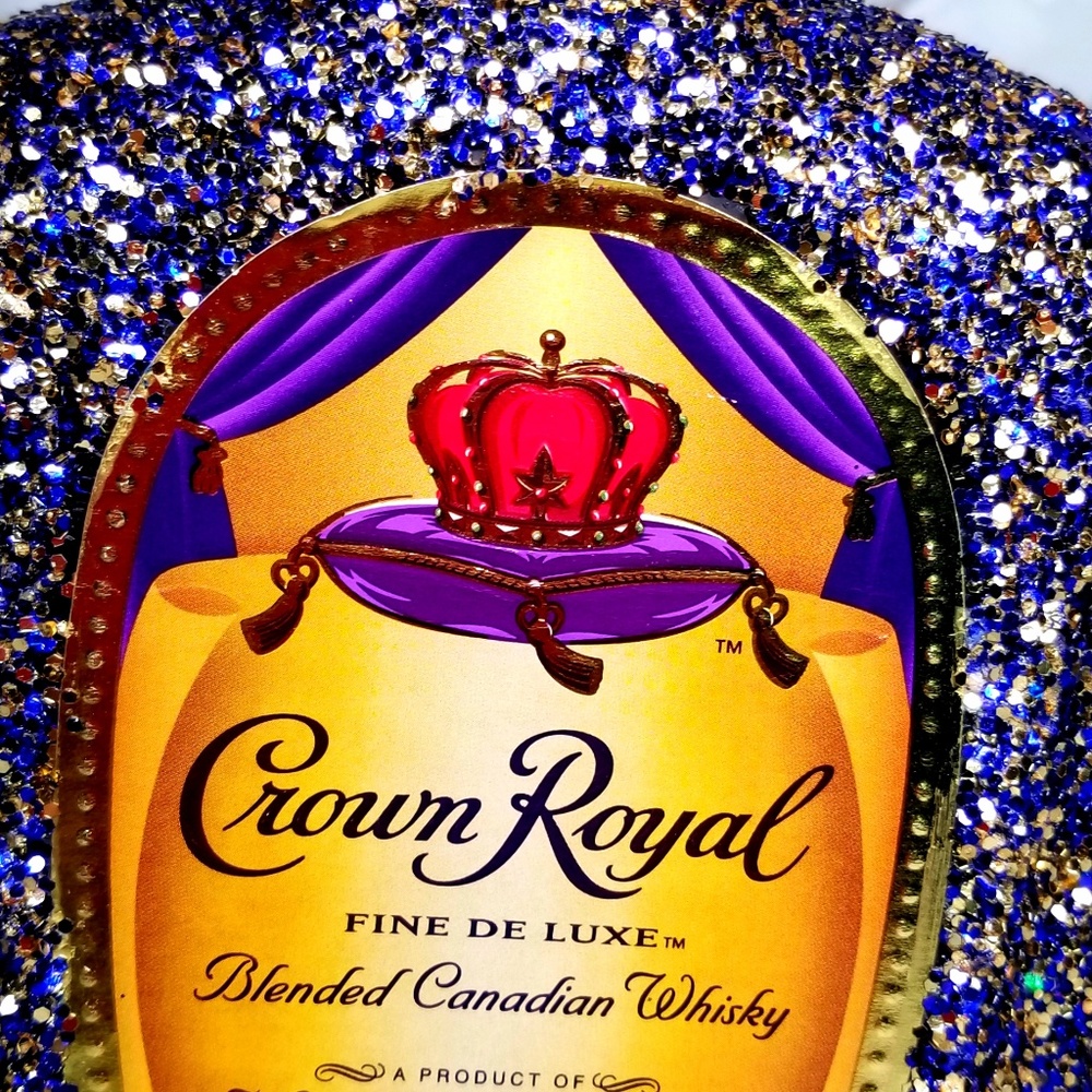 Upscaled Empty Glitter Crown Royal Alcohol Bottle